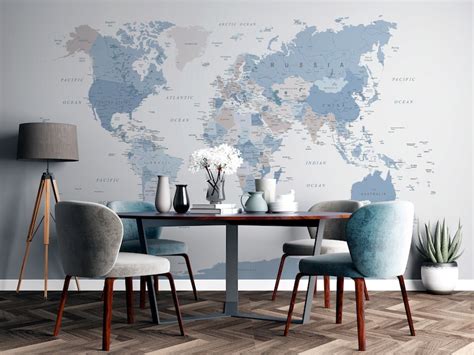 Buy Customized Large World Map Decal World Map Wallpaper World Online ...
