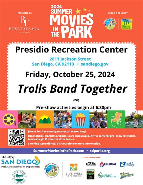 Movie in the Park at Presidio Recreation Center | City of San Diego ...