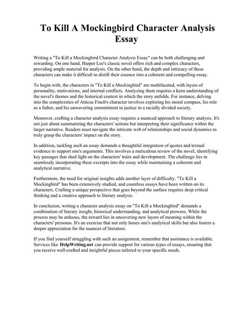 To Kill A Mockingbird Character Analysis Essay.pdf | Screenwriting ...