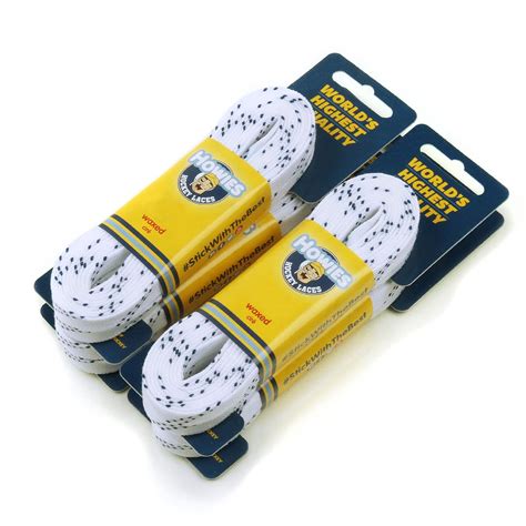 Howies Hockey Skate Laces - 4 Pack of 108 White Wax for Youth, Junior ...