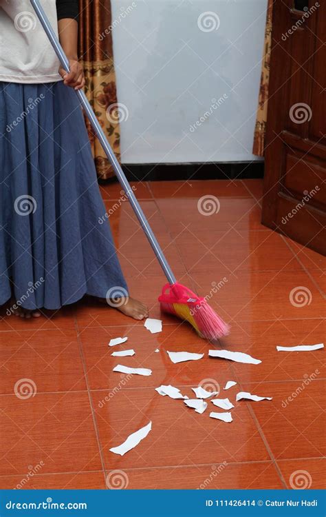 Sweeping floor, version 1 stock photo. Image of happy - 111426414