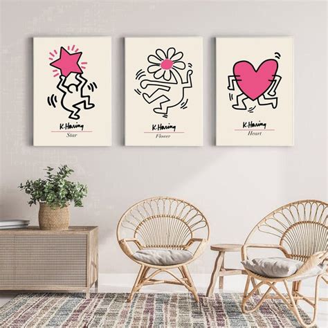 Set of 3 Prints , Keith Haring Poster , Keith Haring Wall Art , Keith ...
