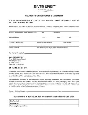 2016-2026 Form OK River Spirit Casino Resort Request for Win/Loss ...