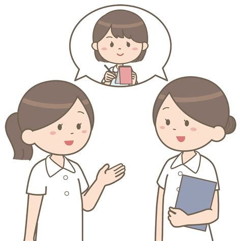 看護教員と看護師が話し合っているイラスト🎨【フリー素材】｜看護roo![カンゴルー]