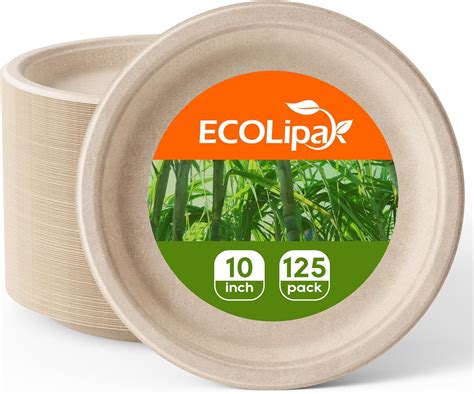 ECOLipak 100% Compostable 10 Inch Paper Plates, 125 Philippines | Ubuy