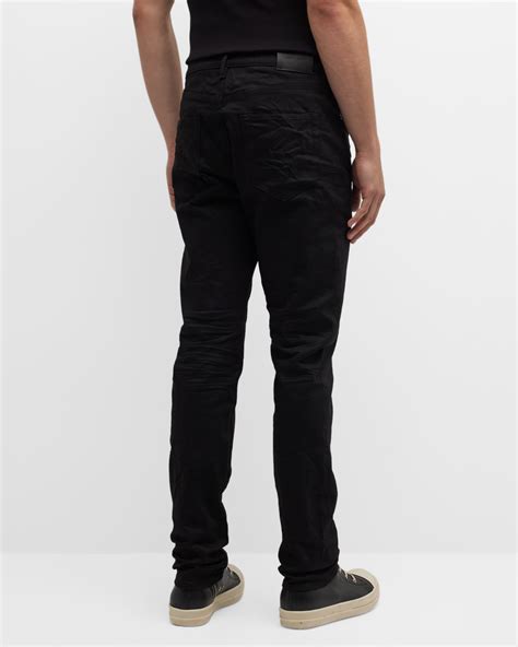 PURPLE Men's P005 Black Raw Slim-Fit Jeans | Neiman Marcus
