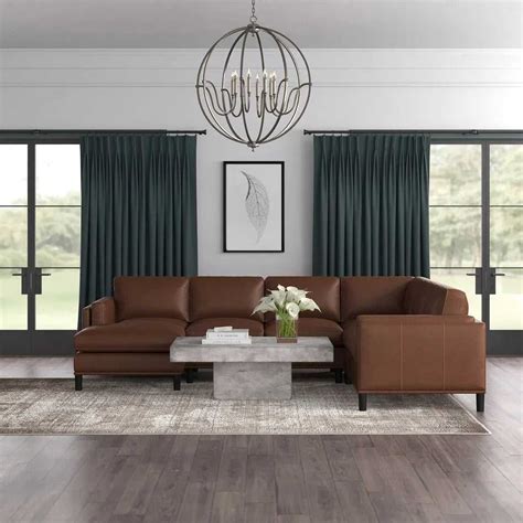 Steno 6 Seater U Shape Leatherette Modular Sofa for Living Room - Dark ...