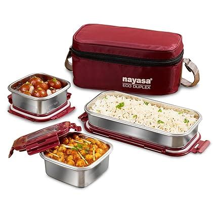 Buy Nayasa Eco Duplex 3 Stainless Steel Lunch Box Set with Soft ...