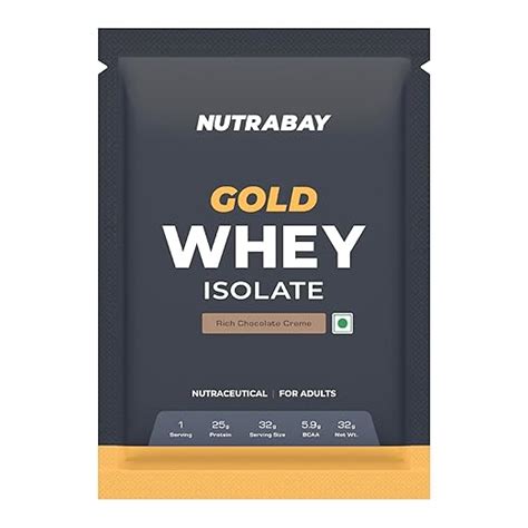 Nutrabay Gold Whey Protein Isolate Powder 25g Protein, 5.9g BCAA per ...