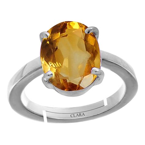 CLARA Citrine Sunehla 3cts or 3.25ratti Silver Adjustable Ring for ...