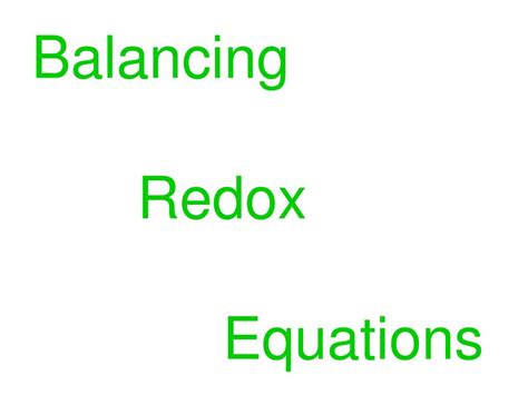 Image result for Balancing Redox Equations