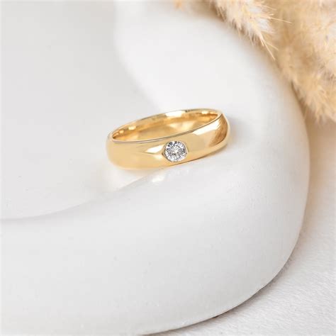 Classic Bezel-Set Diamond Wide Gold Men's Band – Conscious Carat