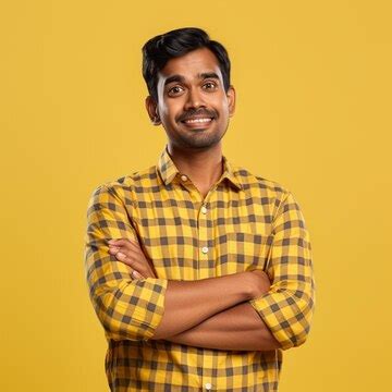 A hyper realistic happiest indian handsome man in chex shirt hands up ...