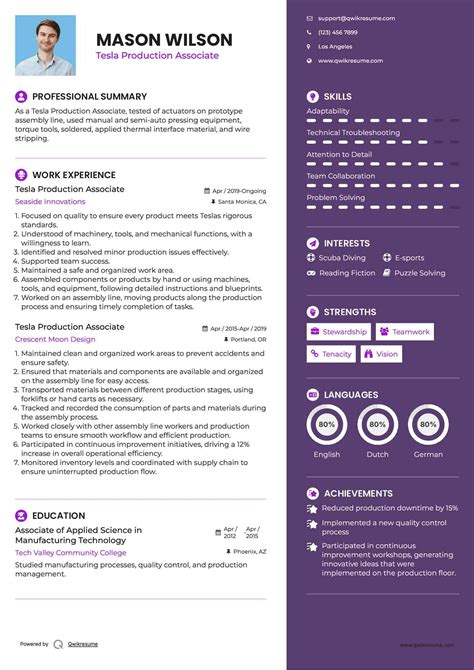 10+ Tesla Production Associate Resume Samples & Templates for 2025