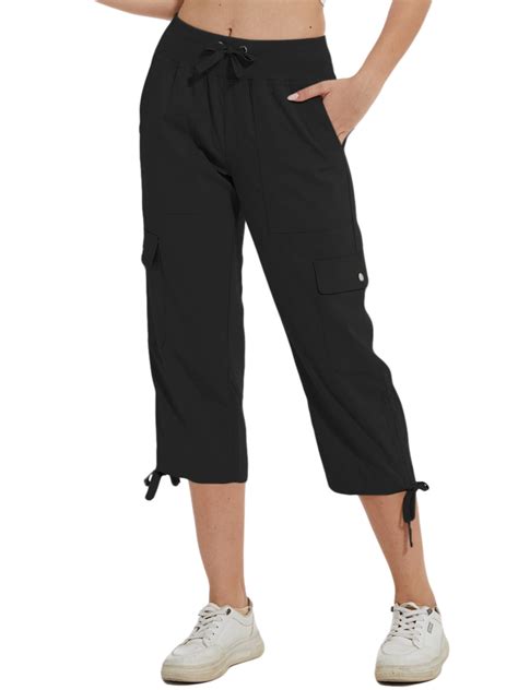 Mallwal Athletic Capris for Women with Pockets Straight-Leg Pant Leg ...