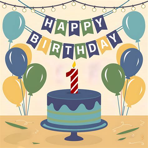 Free Happy 1st Birthday Cake