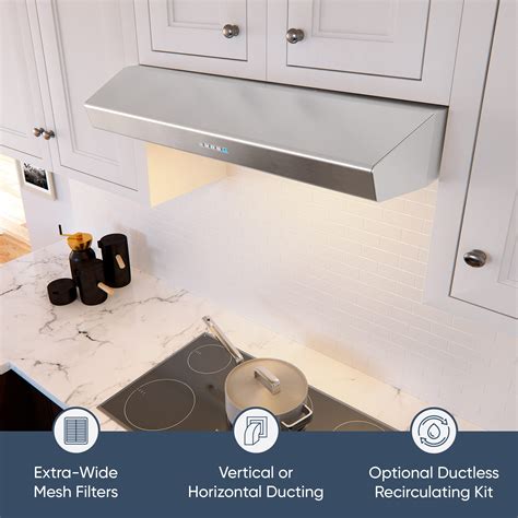 Snapklik.com : Zephyr Under Cabinet Range Hood 30 Inch Essentials Breeze II - 400CFM Powerful ...