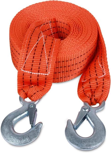 Heavy-Duty Towing Rope with 2 Hooks Orange Towing Strap Emergency ...