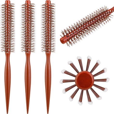 Meng Jiaran 3 Pack Small Round Hair Brushes - Wooden Handle Styling ...