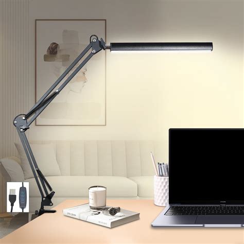 Danlinlee Adjustable Swing Arm Desk Lamp with Clamp, LED Desk Lamp ...
