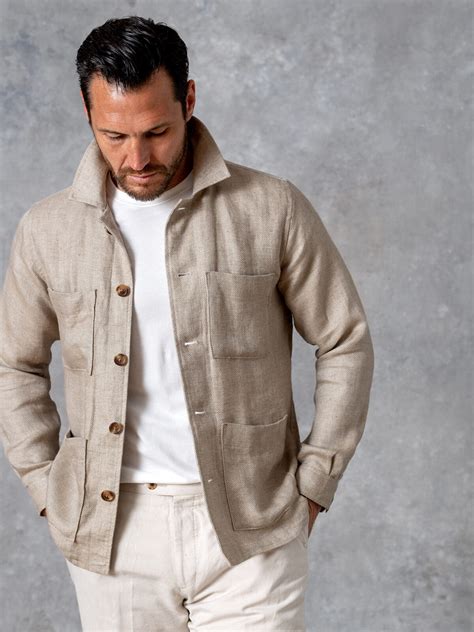 Mens linen shirt jacket online