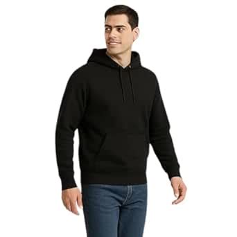 Buy V TOWN Men’s Solid Black Hooded Sweatshirt | Soft Cotton Hoodie for ...