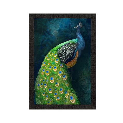 eCraftIndia Peacock Satin Matt Texture UV Art Painting, Multicolour ...