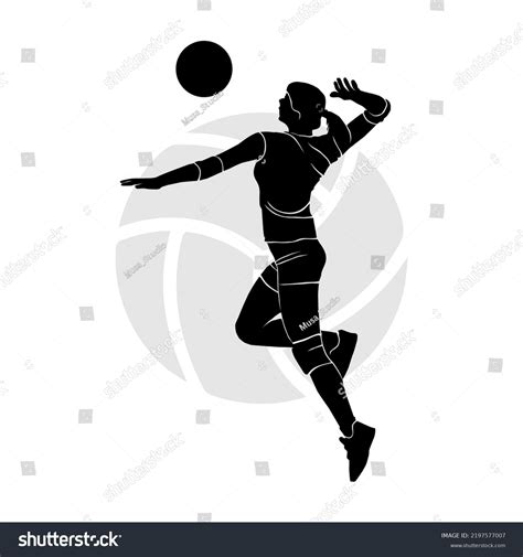 여자 배구 선수의 실루엣이 점프하고 공을 스톡 벡터(로열티 프리) 2197577007 | Shutterstock