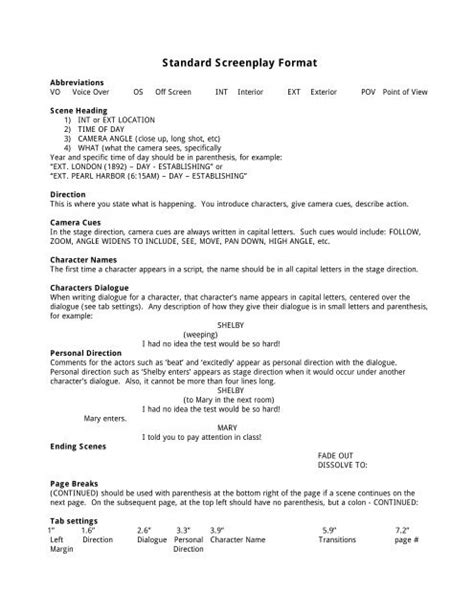 Image result for Standard Screenplay Format