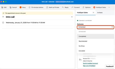 Manage meetings in Outlook calendar with the HubSpot Sales Office 365 ...