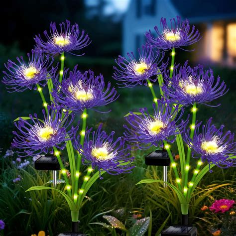 Solar Outdoor Lights Purple Spider Lily – 4 Pack 12-Head Waterproof ...
