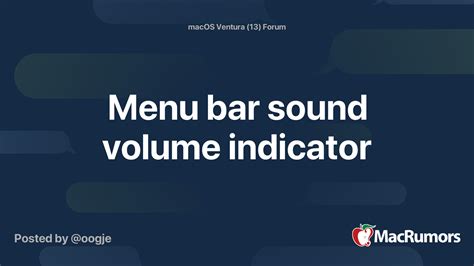 Menu bar sound volume indicator | MacRumors Forums