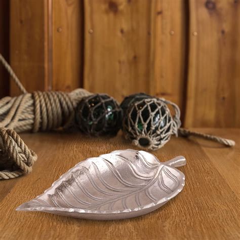 House of Sajja Platter in Leaf Shape in Silver Color for Home Decor ...