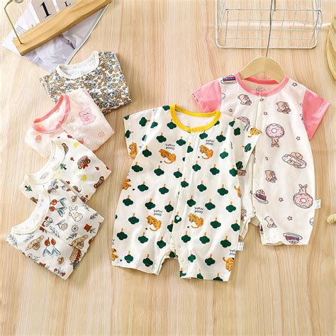 Baby Clothes Summer Thin Baby Jumpsuit Men and Women Newborn Short ...