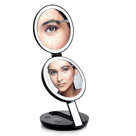 LED Lighted Travel Makeup Vanity Magnifying Mirror USB Powered - 1X/7X ...