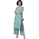 Buy Janasya Women's Green Poly Silk Solid Kurta with Pant at Amazon.in