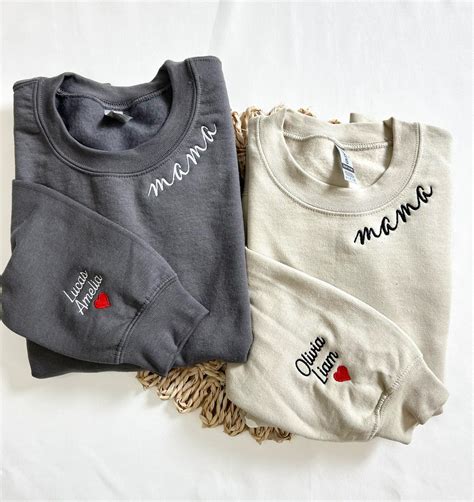 Custom Mama Embroidered Sweatshirt With Kids Names Embroidered on ...