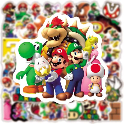 Buy 50Pcs Cartoon Mario Stickers for Kids，Cool Game Stickers Waterproof ...