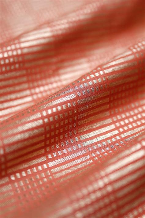 Coral Geometrical Woven Mulberry Silk Fabric – Chinaya Banaras