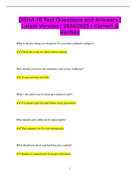 Image result for OSHA Test Answers For