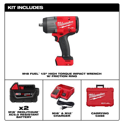 Milwaukee M18 1/2in. High Torque Impact Wrench with Friction Ring, Drive Size 1/2in., 18V, Model ...