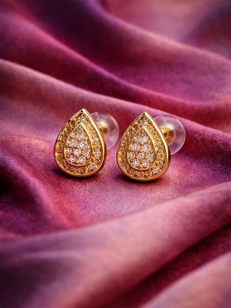 Buy Accessher White Gold-Plated Teardrop Crystal Stud Earrings Online