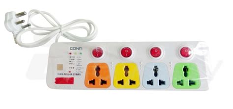 Cona 4 Socket and 4 Switches Spike Buster with 5 mtrs wire for Multi ...