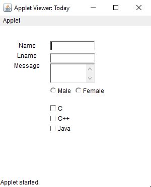 Write a program to demonstrate the use of components like Label,Button ...