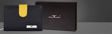 URBAN FOREST Arya Black/Yellow Leather Wallet for Women : Amazon.in ...