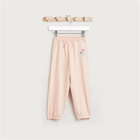 Juniors Floral Print Joggers with Drawstring Closure