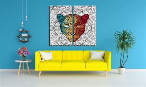 Wild Cat Indian Pattern Art, Set Of 2 – Myindianthings