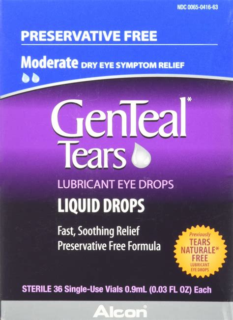 Amazon.com: GenTeal Tears Lubricant Eye Drops, Moderate Liquid Drops, 36 Sterile, Single-Use ...