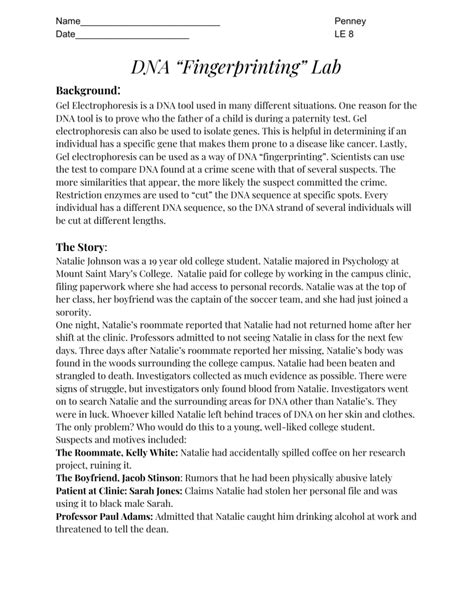 DNA Fingerprinting Examples 的图像结果