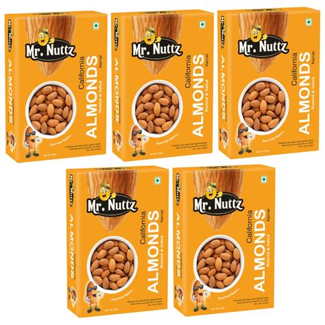 Mr.Nuttz Premium Roasted & Salted California Almonds 1kg, Pack of 5 ...